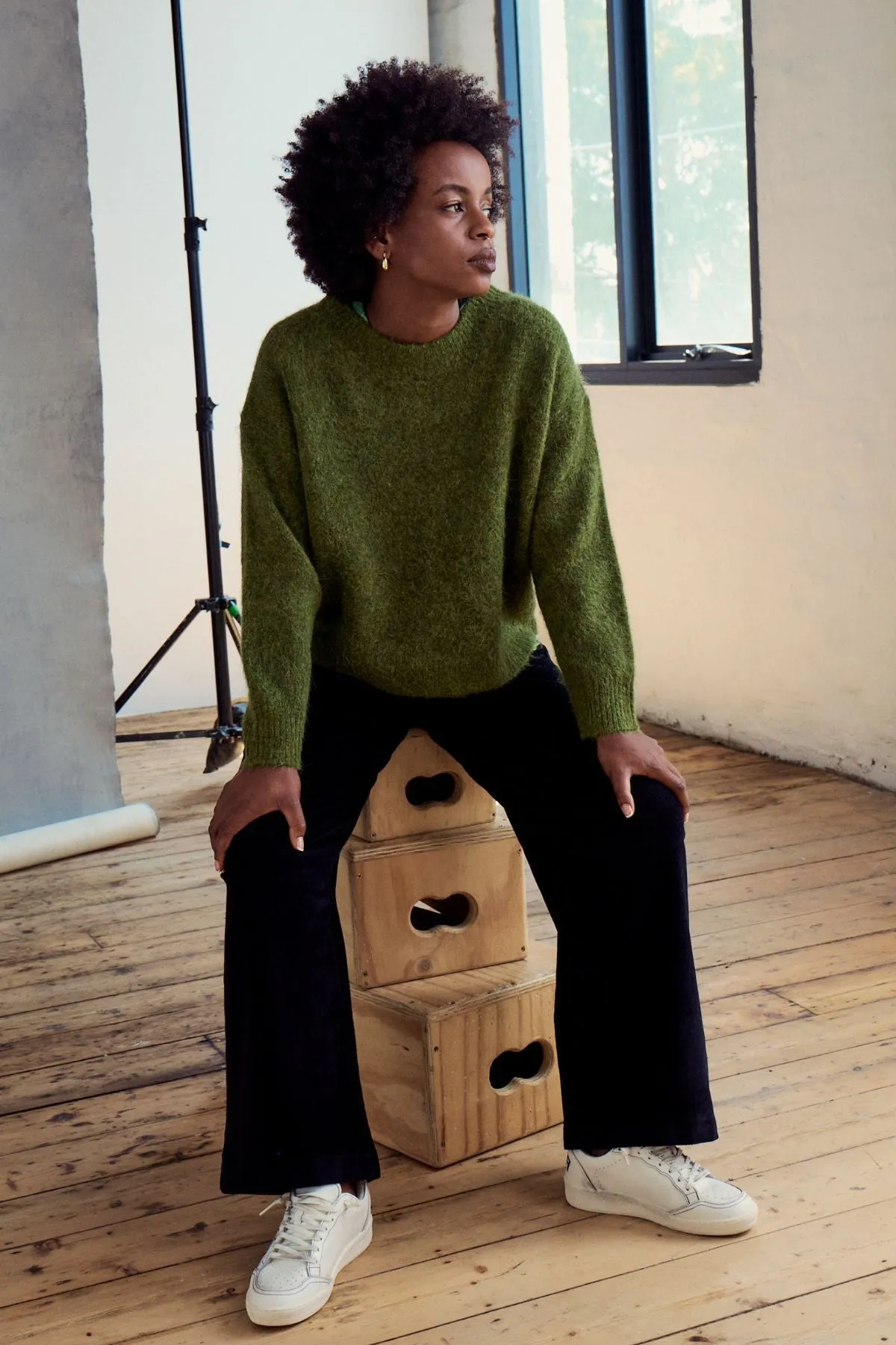 Aspen Knit Sweater Moss in Alpaca | Pre-Order (S/M)