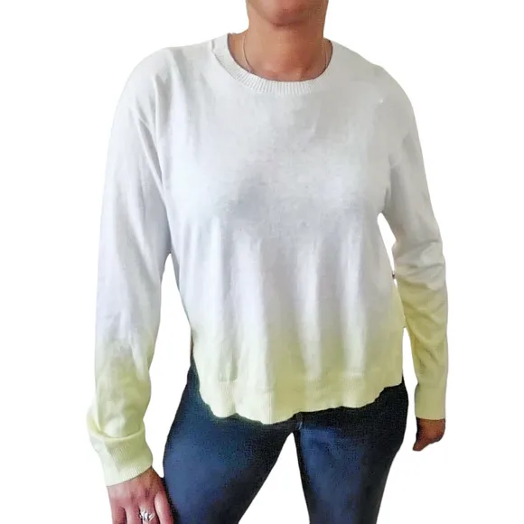 ATM Anthony Thomas Melillo Boxy Dip Dye crewneck sweater yellow ombre Size S NEW