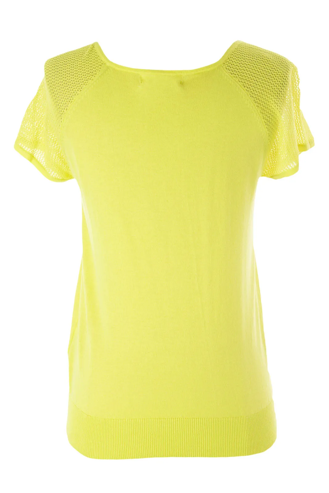 August Silk Women's Petite Mesh Inset Short Sleeve Sweater NWT $48
