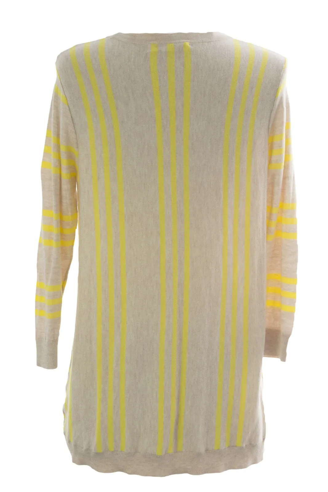 August Silk Women's Sand Combo Striped 3/4 Sleeve Cardigan NWT $68