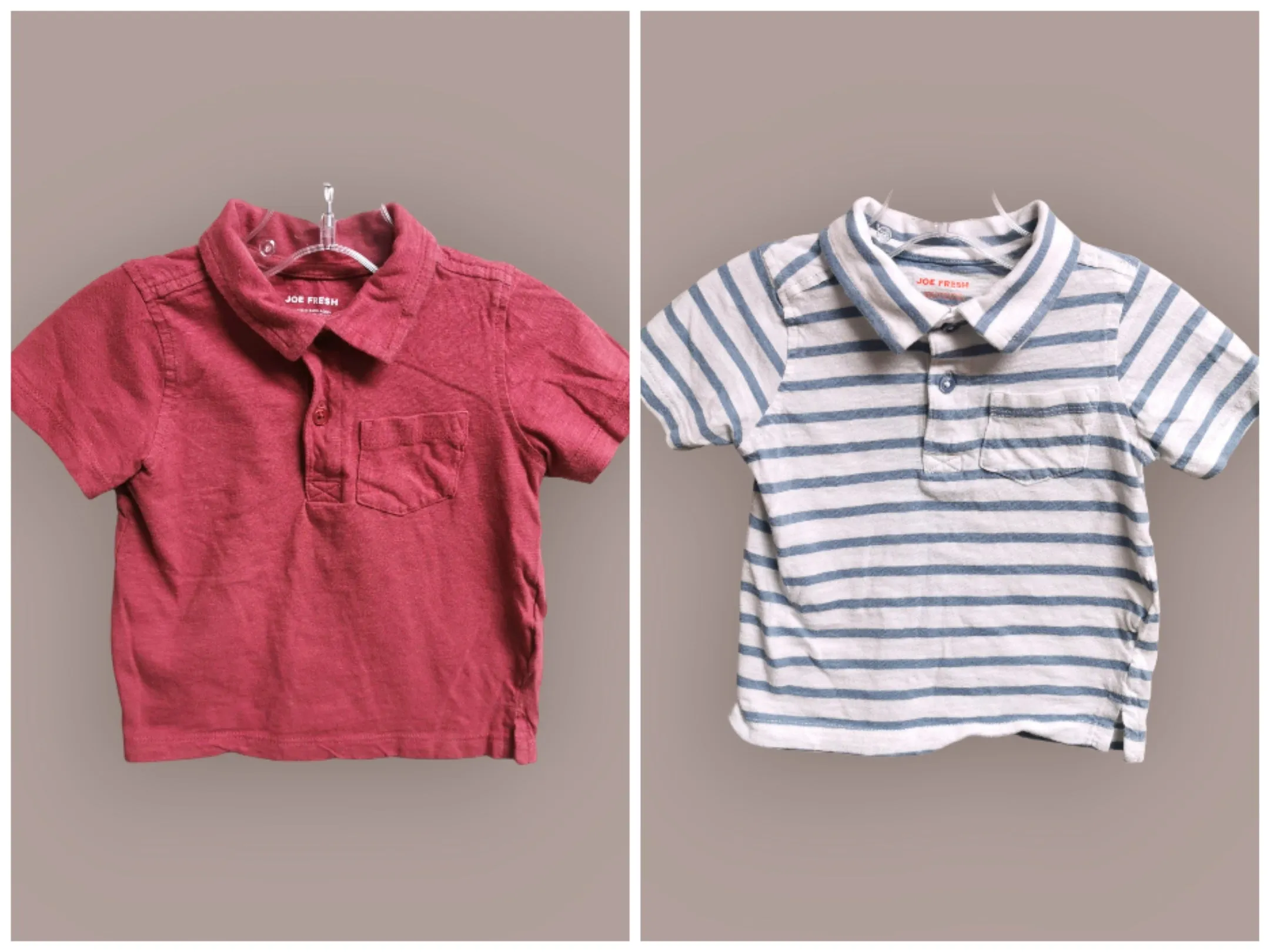 BABY BOY SIZE 12 MONTHS - JOE FRESH, 2 Pack Soft Polo T-shirts EUC B50