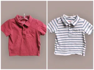 BABY BOY SIZE 12 MONTHS - JOE FRESH, 2 Pack Soft Polo T-shirts EUC B50