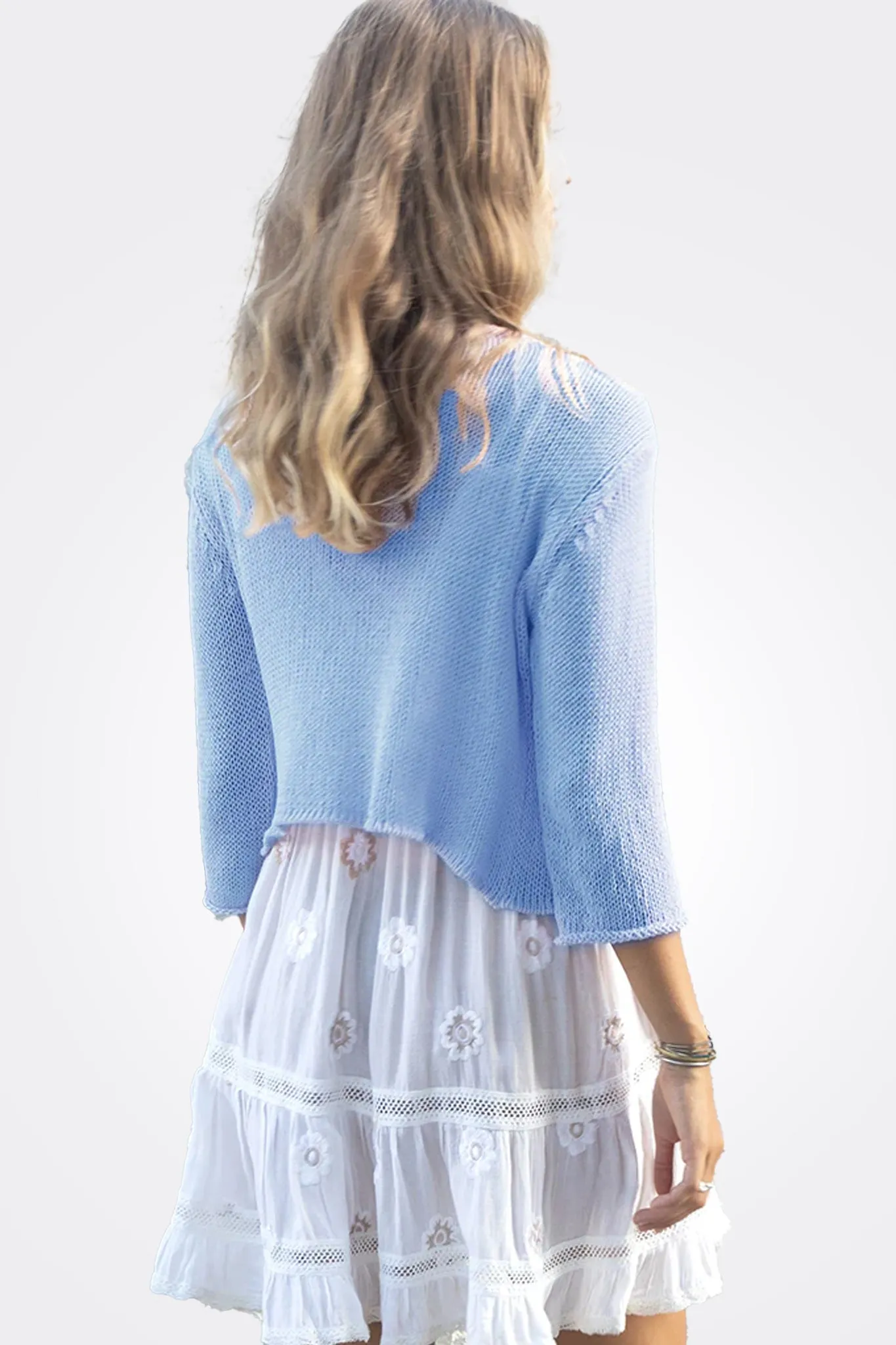 Ballet 3/4 Cotton Sleeve Top - Beach Sky
