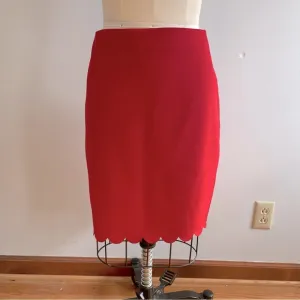 Banana Republic Scalloped Pencil Skirt- Red- Size 8- NWT