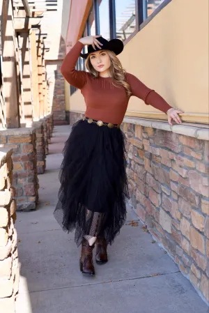 Barbara Black Tule Long Skirt