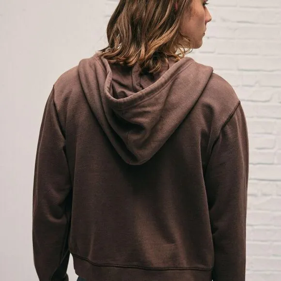 BDG Bonfire Cropped Full-Zip Hoodie Sweatshirt Chocolate  Med NWT unisex