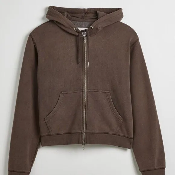 BDG Bonfire Cropped Full-Zip Hoodie Sweatshirt Chocolate  Med NWT unisex