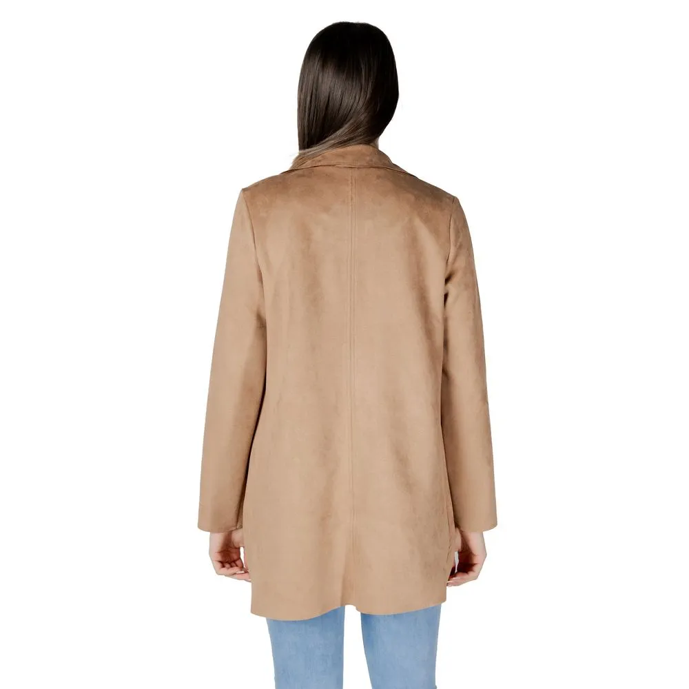 Beige Polyester Jackets & Coat