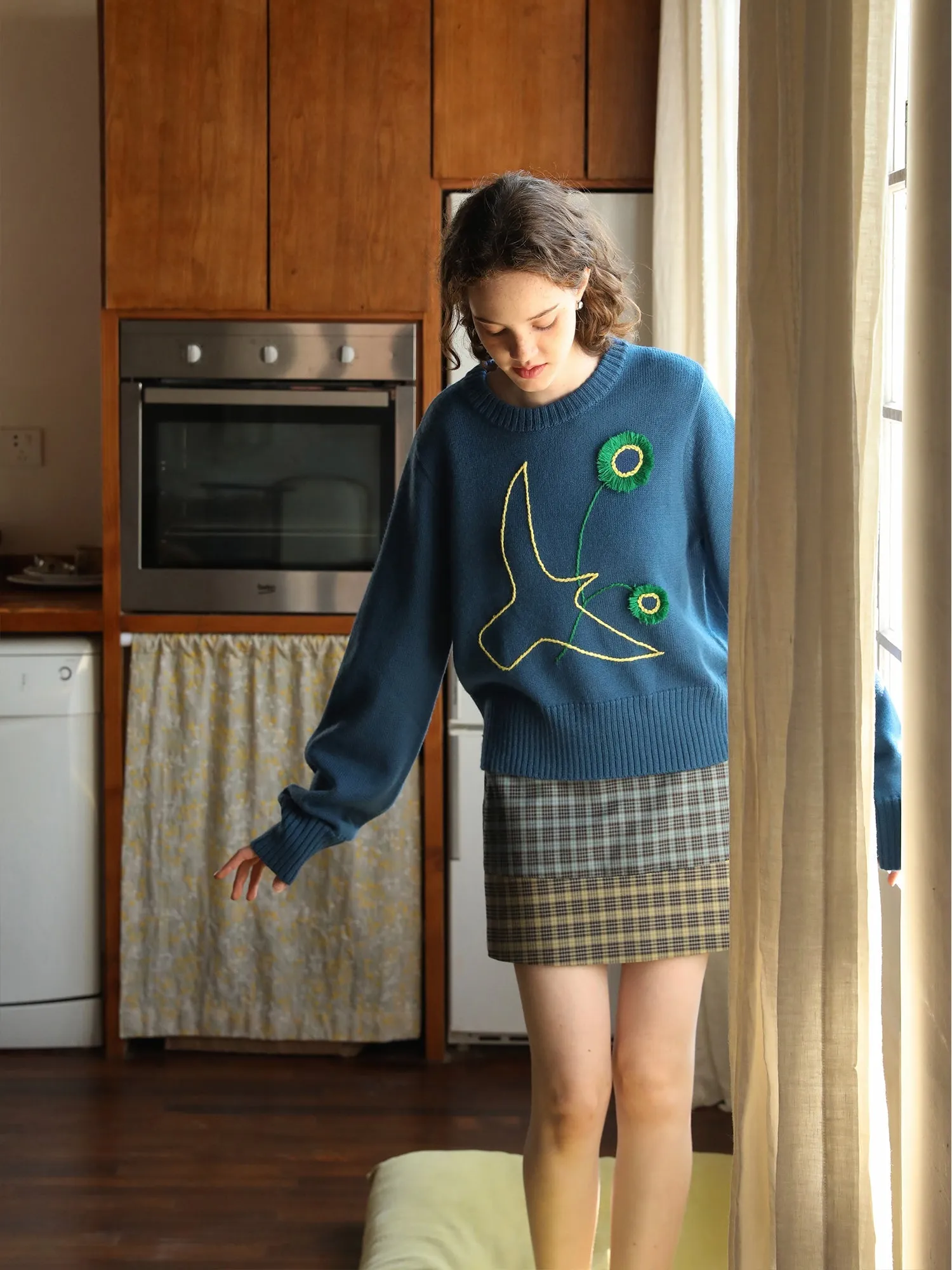 Bird & Floral Knit Sweater