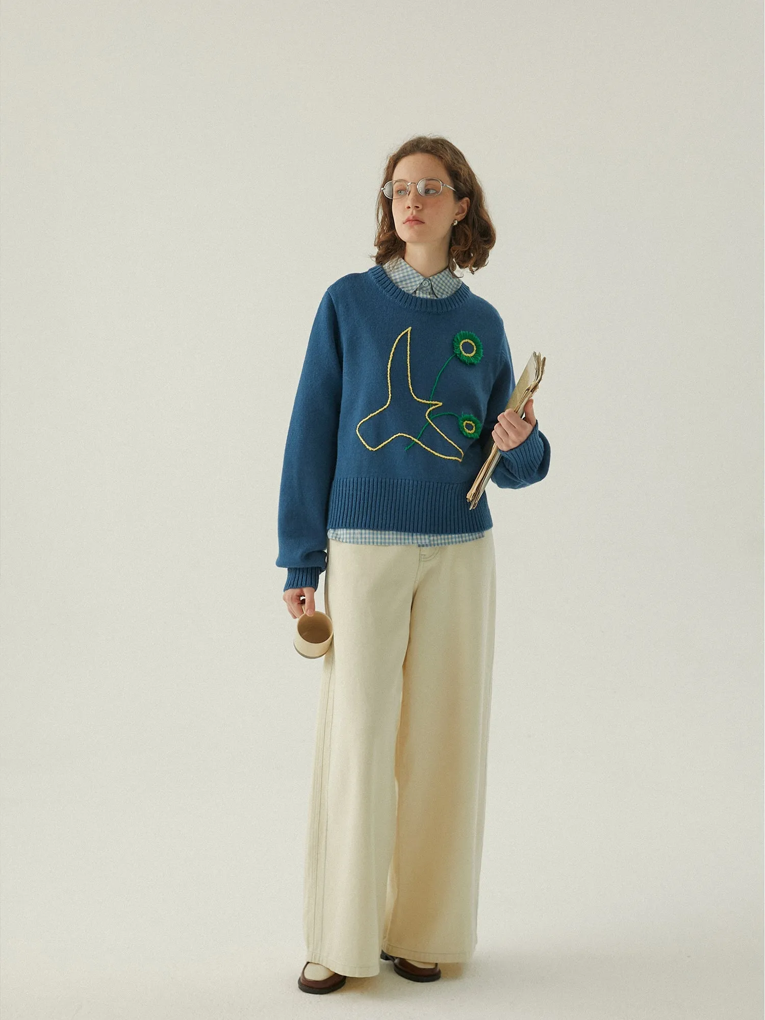Bird & Floral Knit Sweater