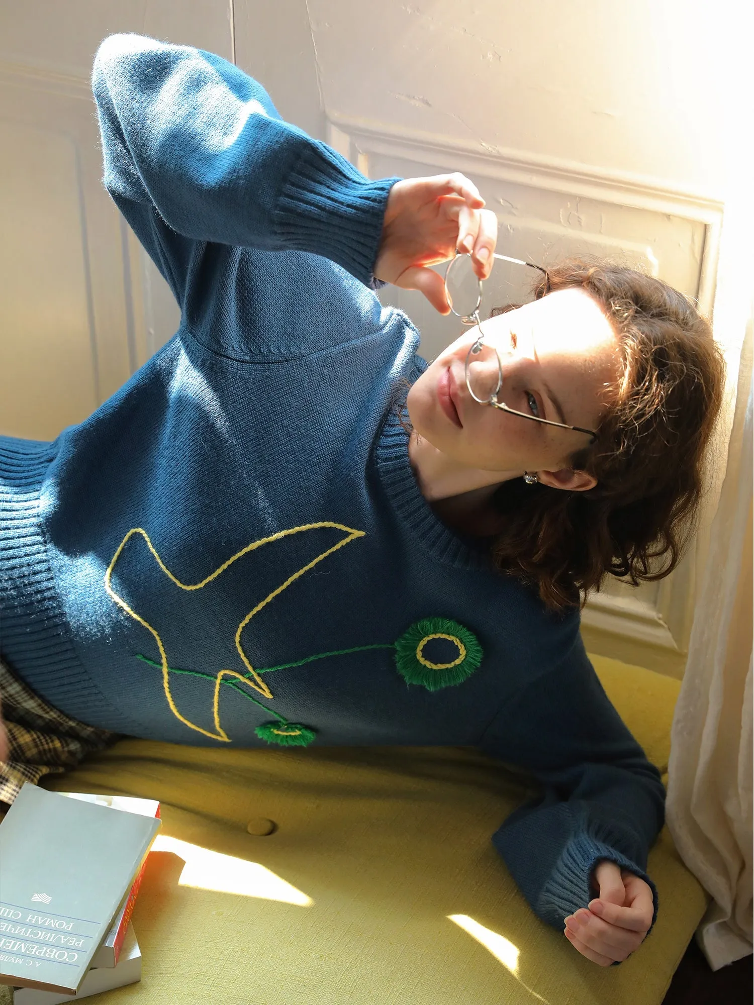Bird & Floral Knit Sweater