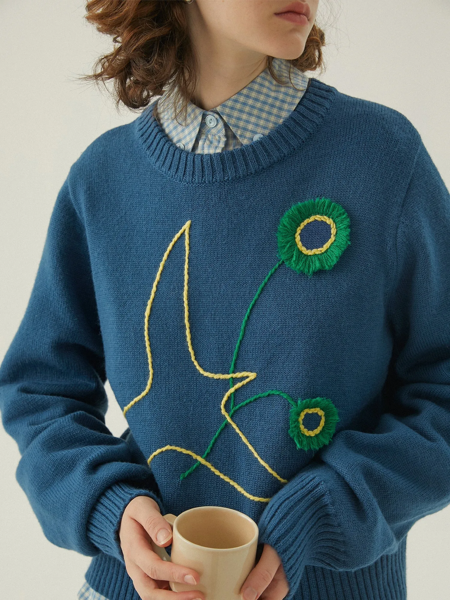 Bird & Floral Knit Sweater
