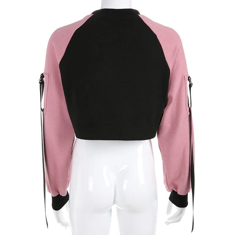 Black and Pink Cropped sweatshirt