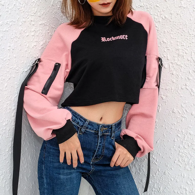Black and Pink Cropped sweatshirt
