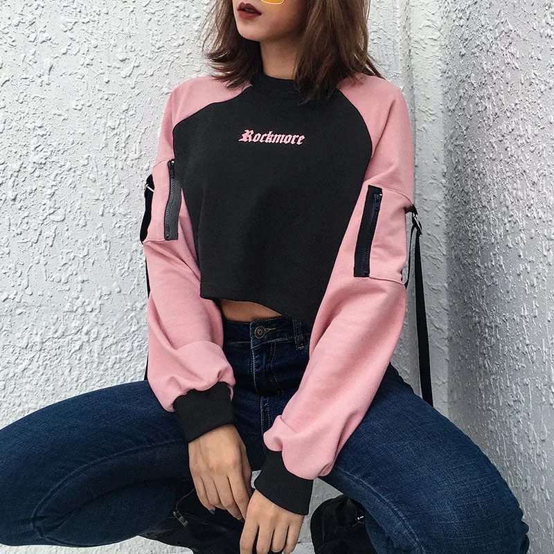 Black and Pink Cropped sweatshirt