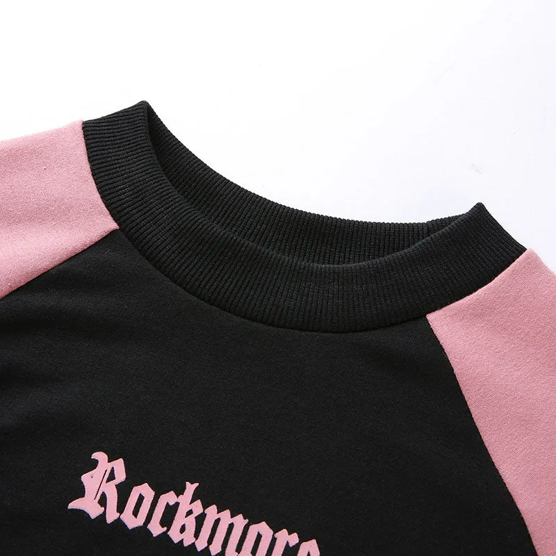 Black and Pink Cropped sweatshirt