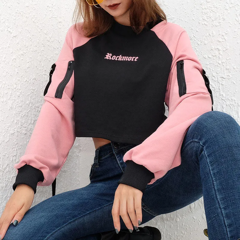 Black and Pink Cropped sweatshirt