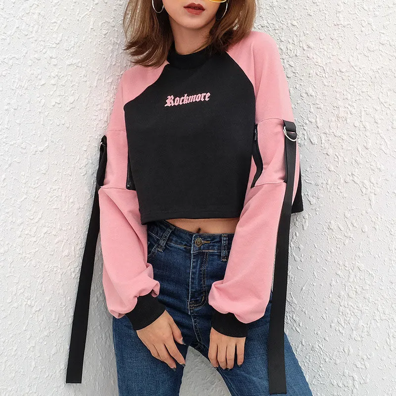 Black and Pink Cropped sweatshirt