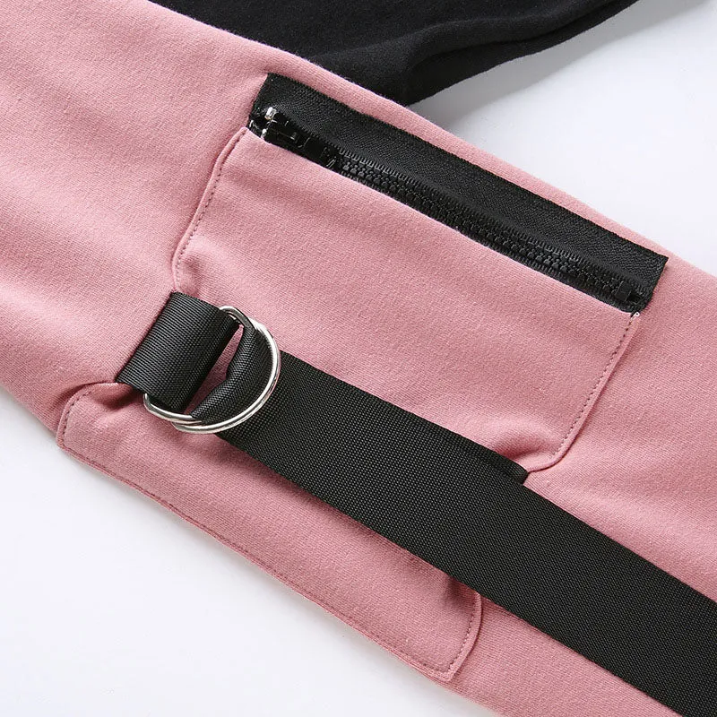 Black and Pink Cropped sweatshirt