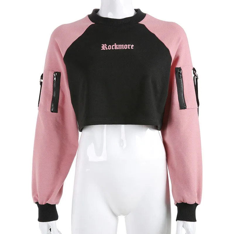 Black and Pink Cropped sweatshirt