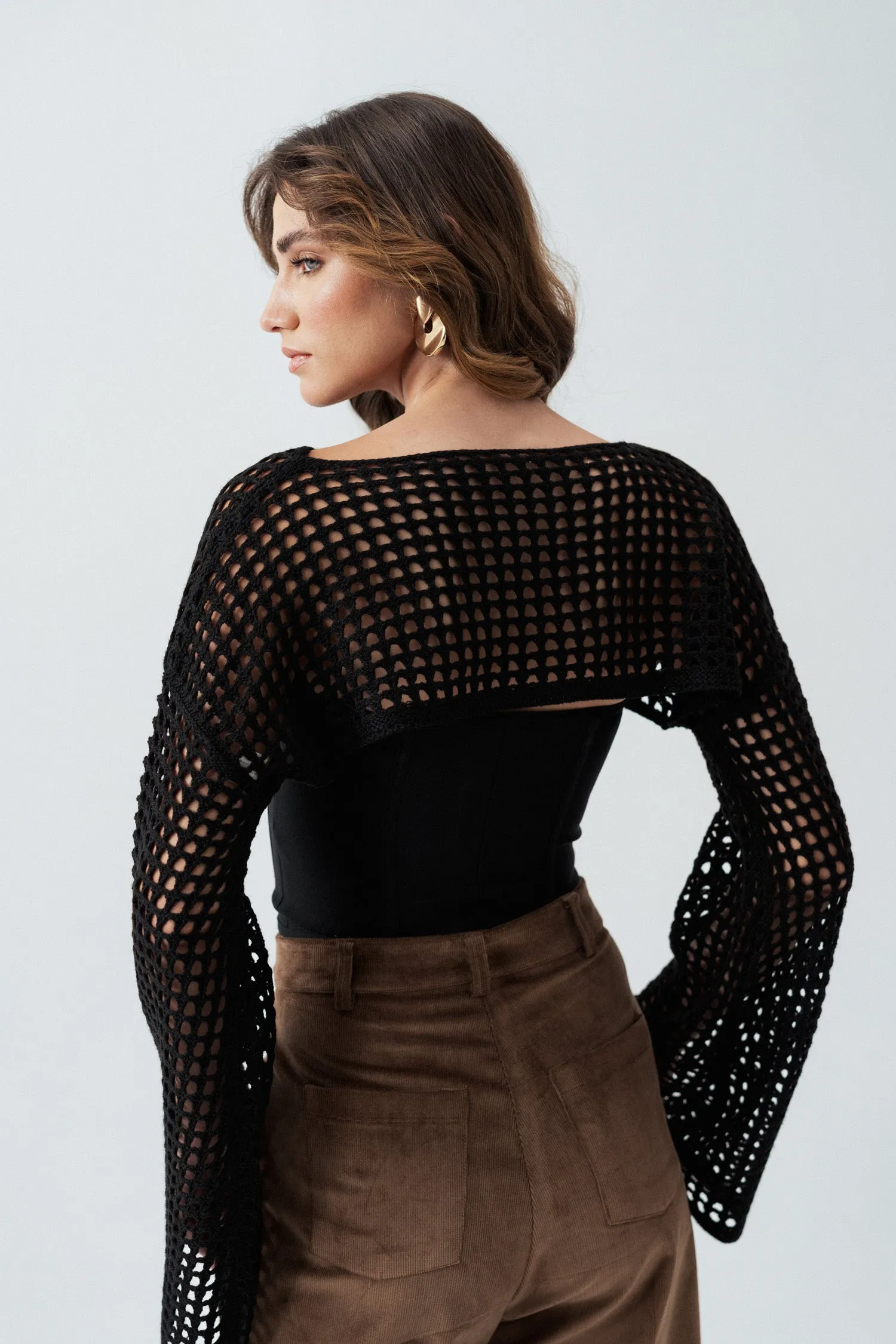 Black Cropped Knit Sweater