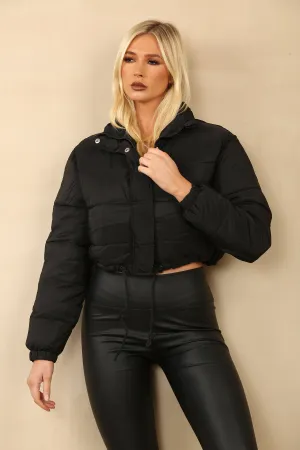 Black Cropped Puffer Jacket