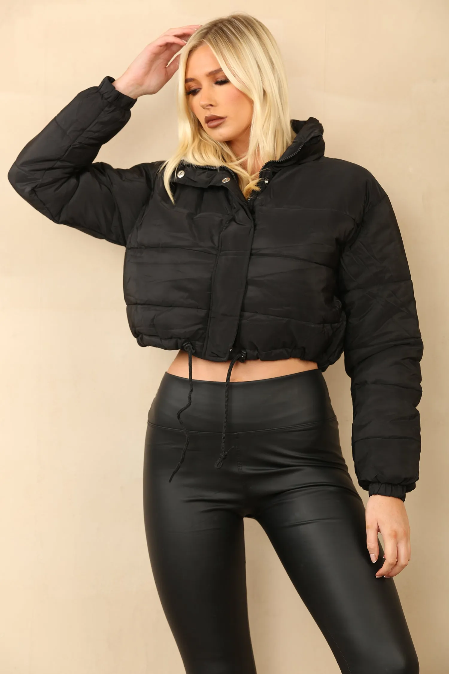 Black Cropped Puffer Jacket