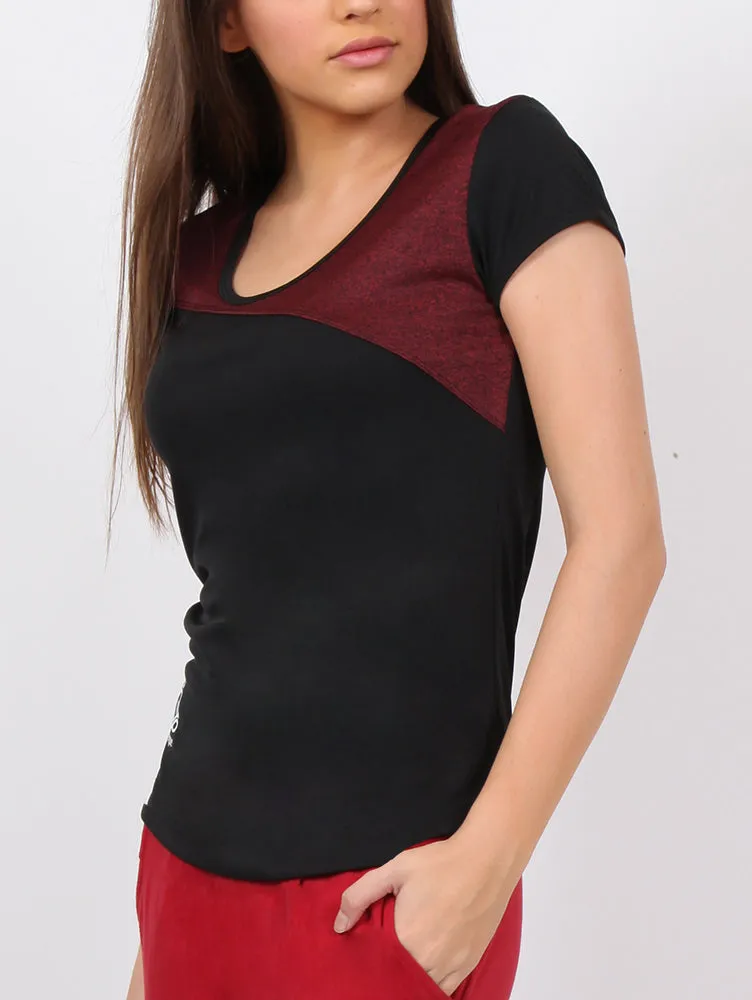 Black Maroon Oblique T-Shirt