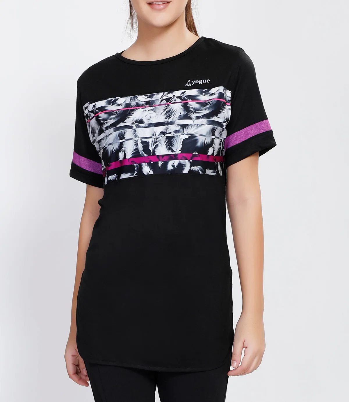 Black Pink Stripes Long T-Shirt