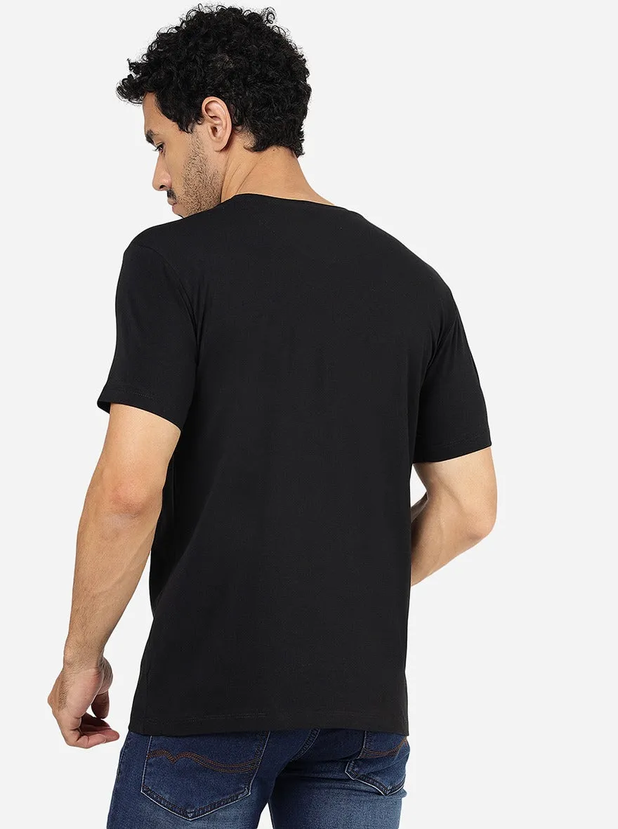 Black Printed Slim Fit T-Shirt | JadeBlue