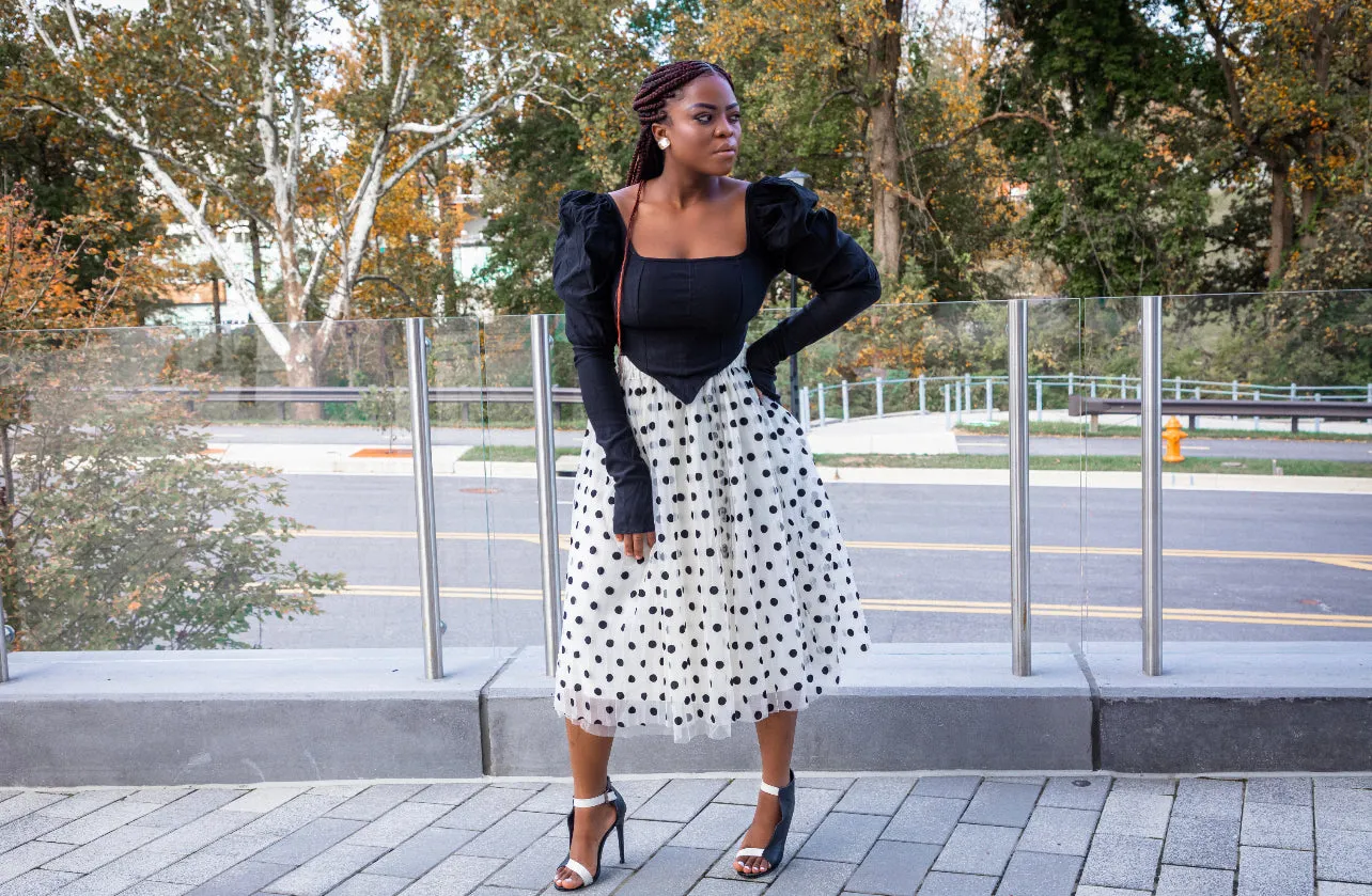 Black Puffy Sleeve Crop Top