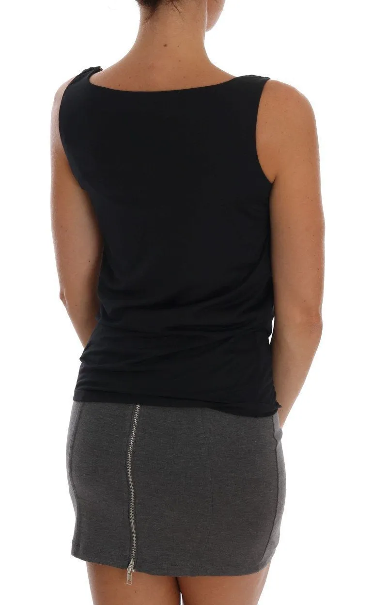 Black Sleeveless Stretch Tank Top