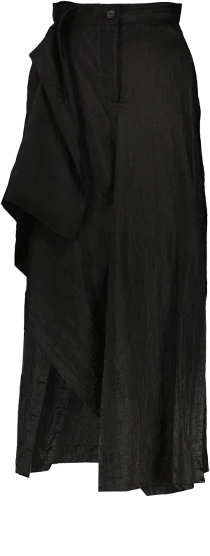 BLACK TEXTURED DRAPE SKIRT