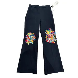 Blue Greenie T-Shirt Strips Knee Patch High Waist Pants