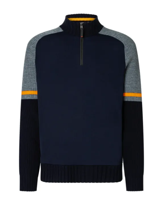 BOGNER FIRE   ICE Vades hybrid half-zippered sweater in blue