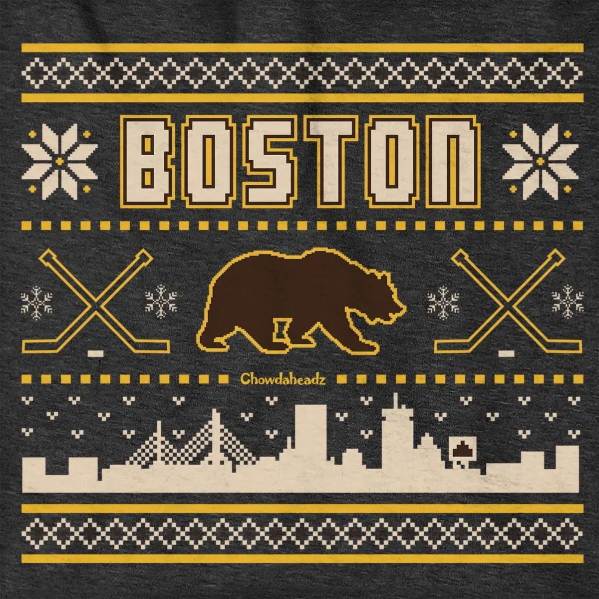 Boston Black & Gold Holiday Sweater Hoodie