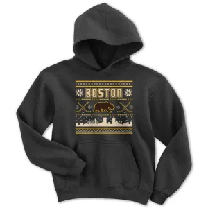 Boston Black & Gold Holiday Sweater Youth Hoodie