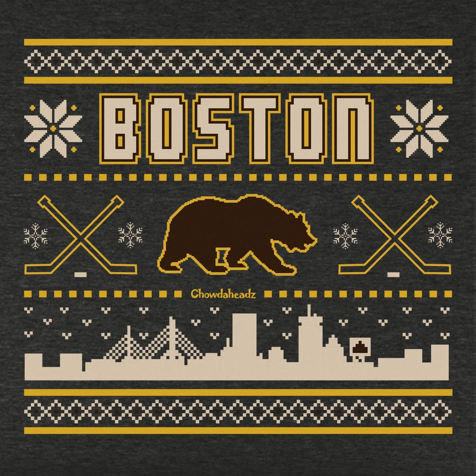 Boston Black & Gold Holiday Sweater Youth Hoodie