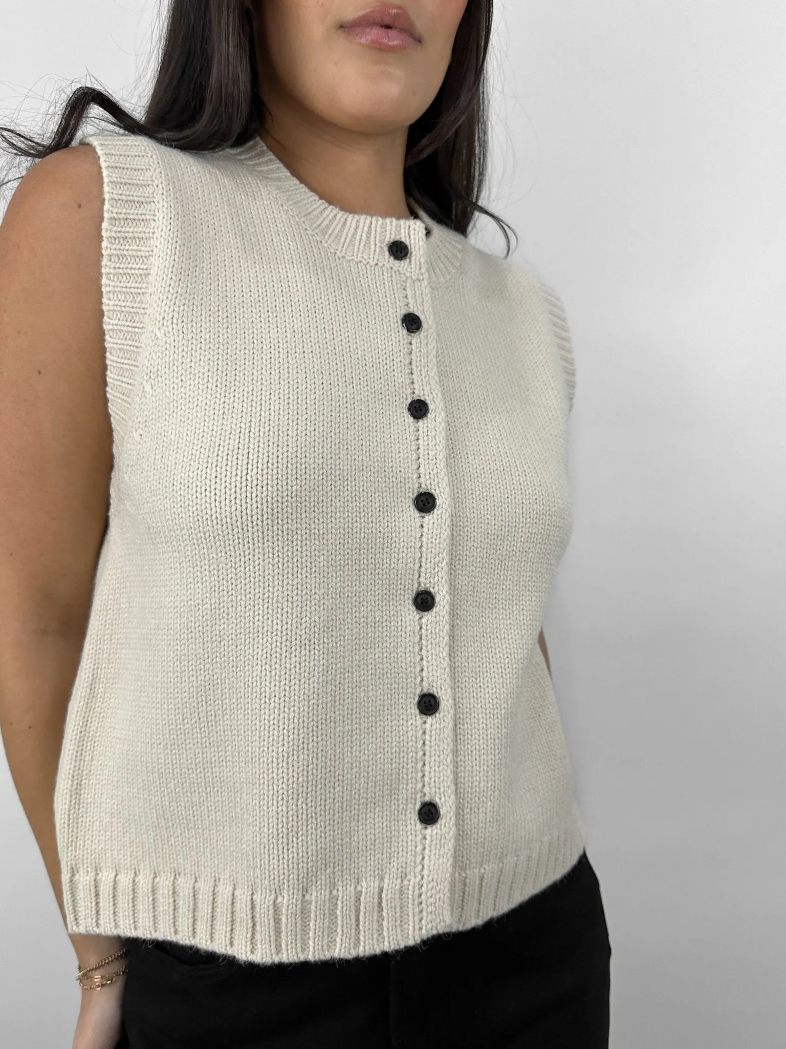 Boxy Button Down Knit Vest