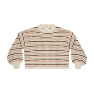 Boxy Crop Sweater || Honeycomb Stripe