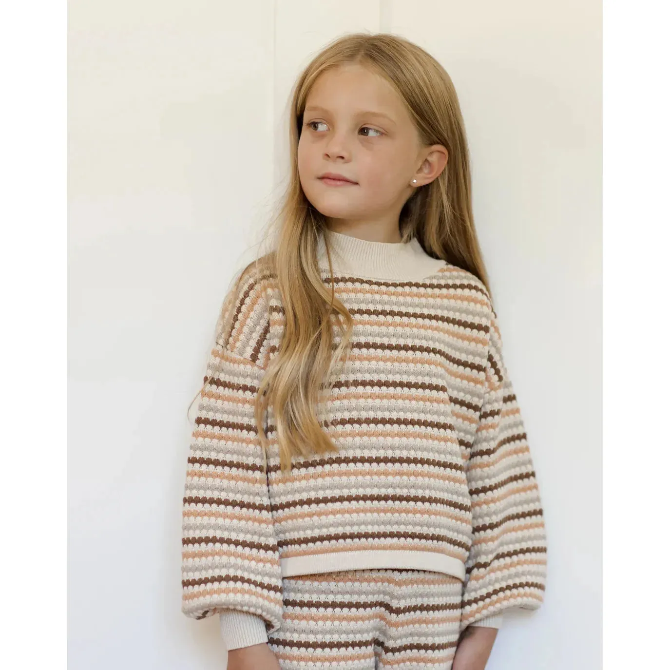 Boxy Crop Sweater || Honeycomb Stripe