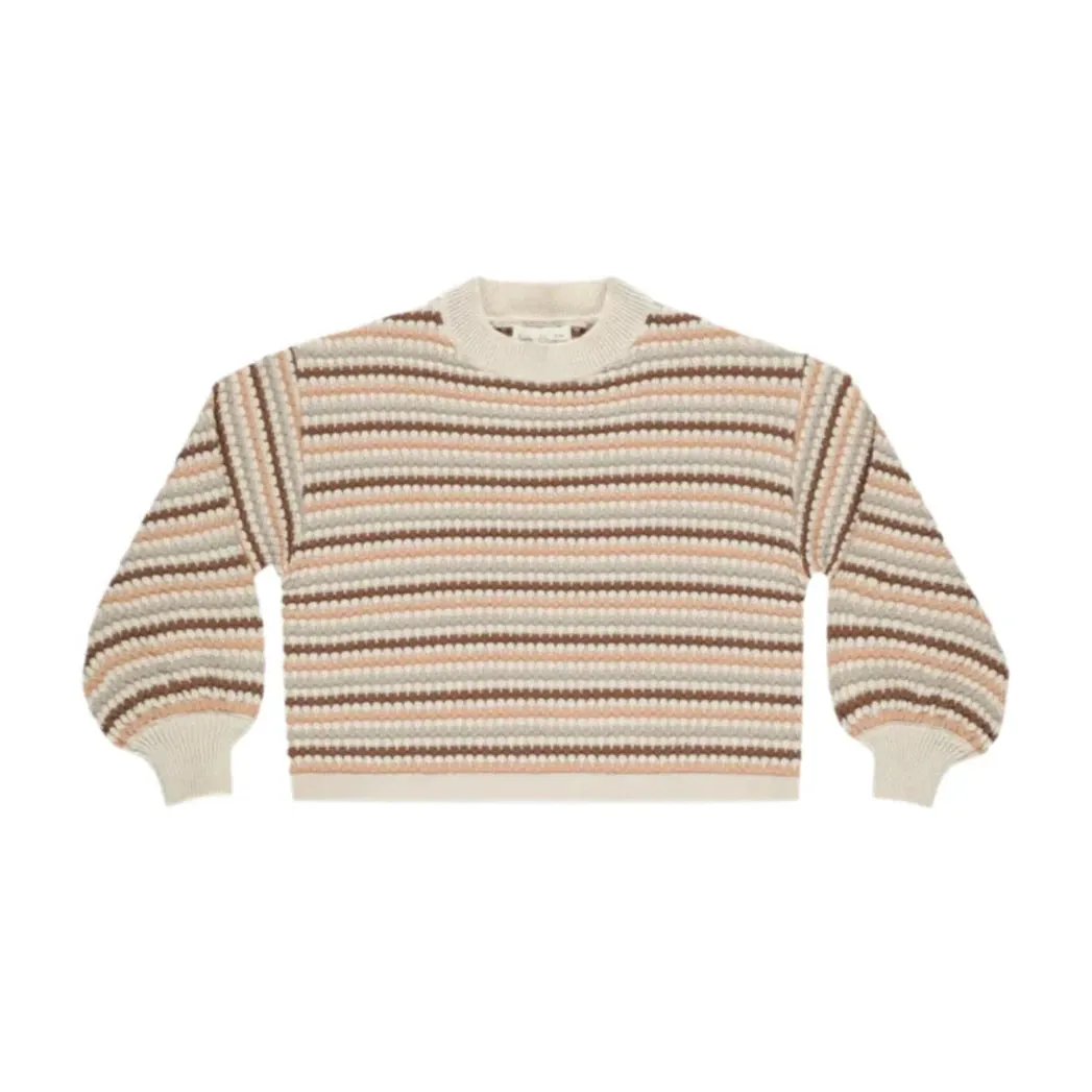 Boxy Crop Sweater || Honeycomb Stripe