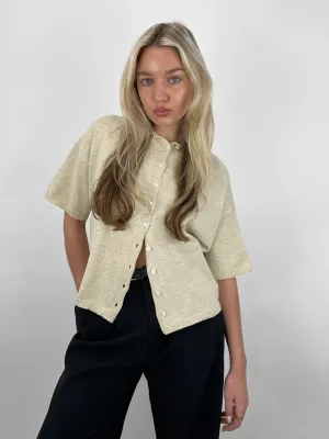 Boxy Knit Short Sleeve Cardigan