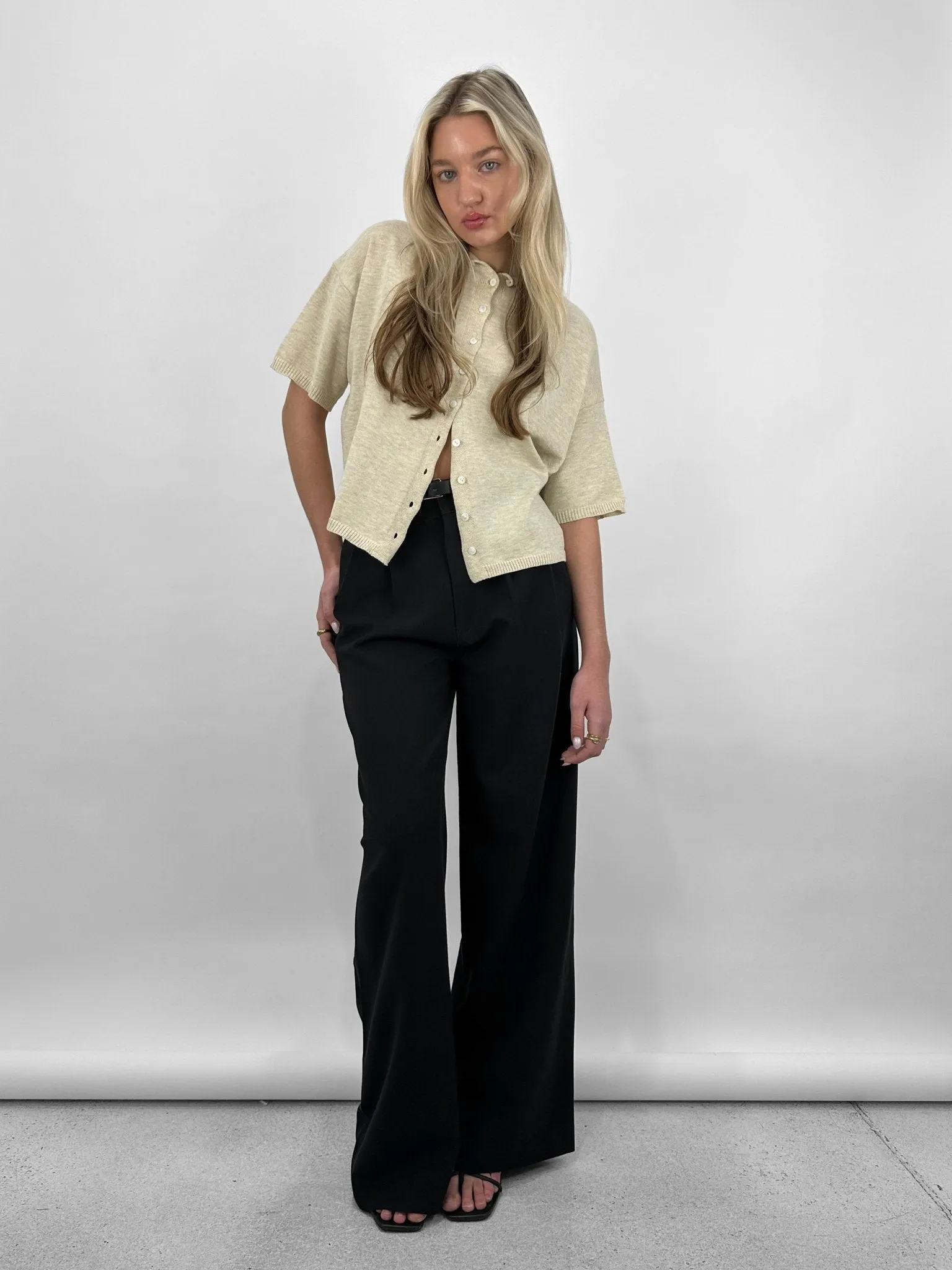Boxy Knit Short Sleeve Cardigan