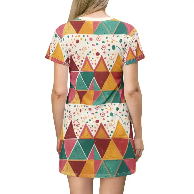 Bright Geometric Triangles Tagless Tee Dress Trendy