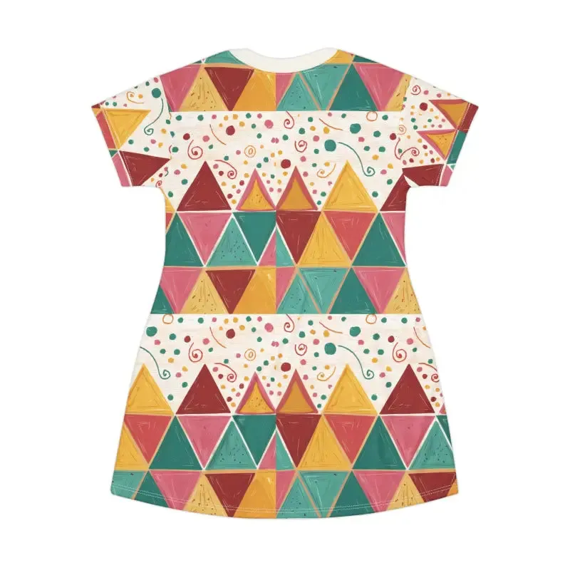 Bright Geometric Triangles Tagless Tee Dress Trendy