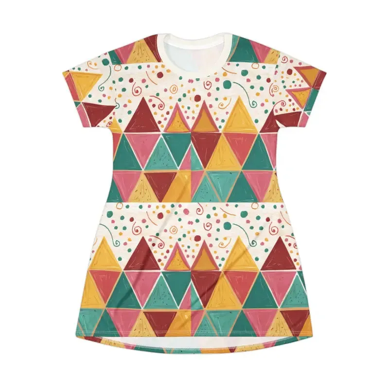 Bright Geometric Triangles Tagless Tee Dress Trendy