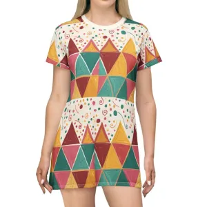 Bright Geometric Triangles Tagless Tee Dress Trendy