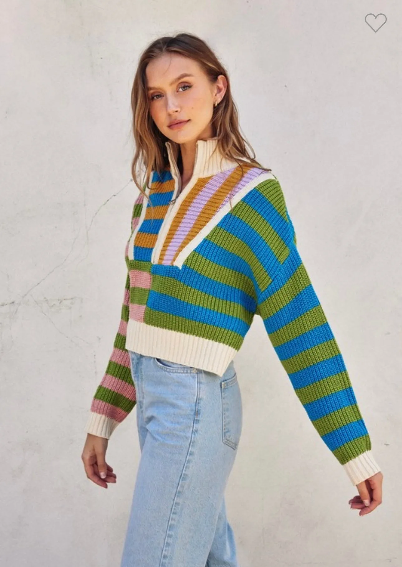 Bright Striped Half Zip