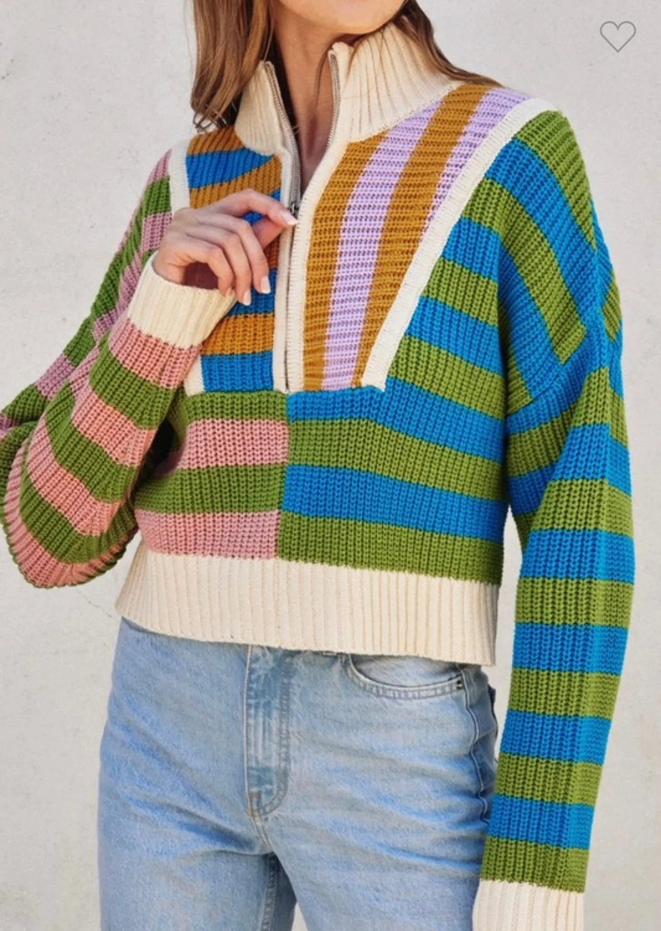 Bright Striped Half Zip